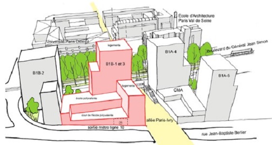 85 - Construction dun smart-building cole polyvalente, 110 logements, commerces, locaux dactivits et parkings,Paris 13me